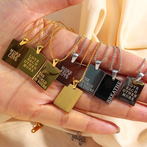 The World Is Yours Pendant Necklace 18K White‎ Gold Plated Stainless Steel - Picture 6 of 7